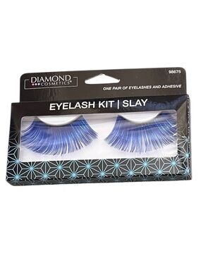 NEW Diamond Cosmetics Royal Blue Metallic "Slay" False Eyelashes Eyelash Kit